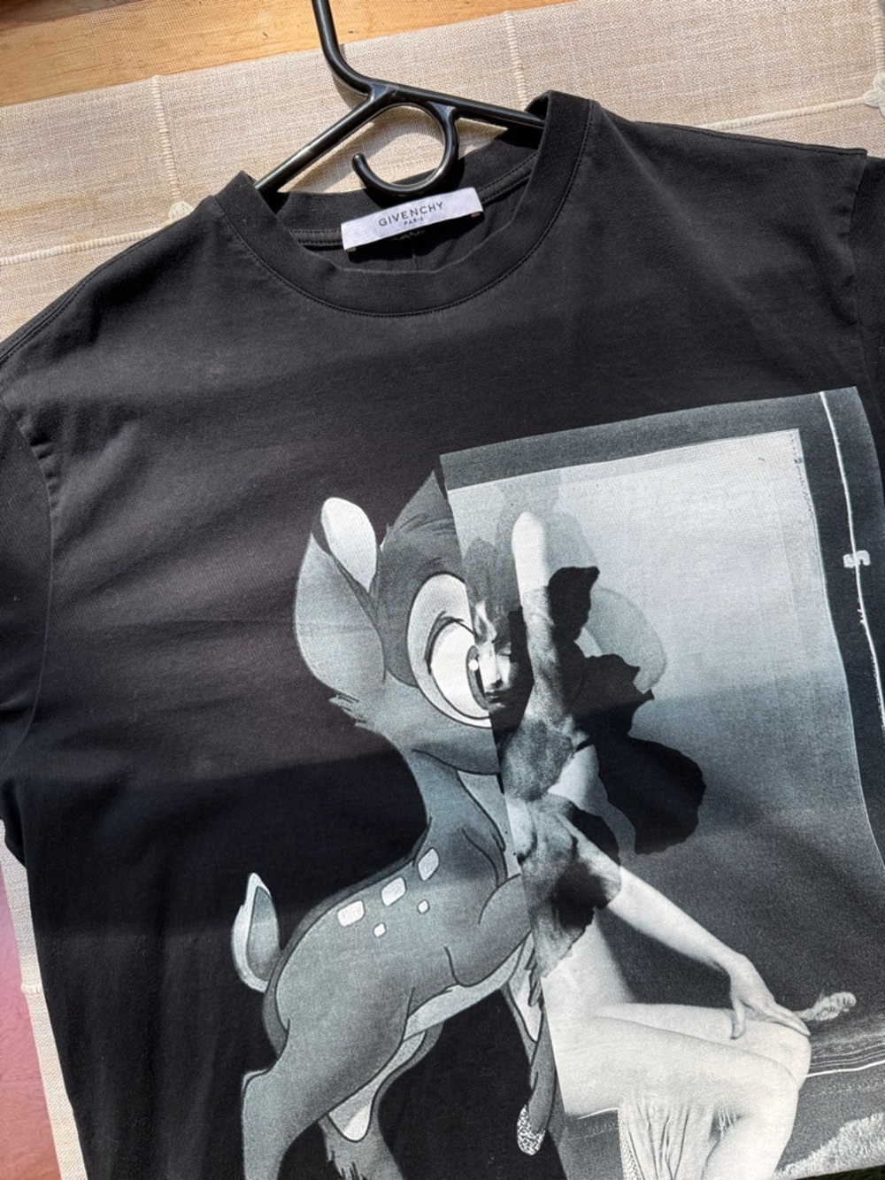 Givenchy Black & Gray Graphic Bambi Collage Tee